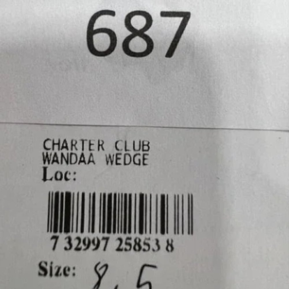 NWB Charter Club Wandaa Suede Wedge Heels 8.5M Almond Toe Scalloped Trim Black - Picture 7 of 7